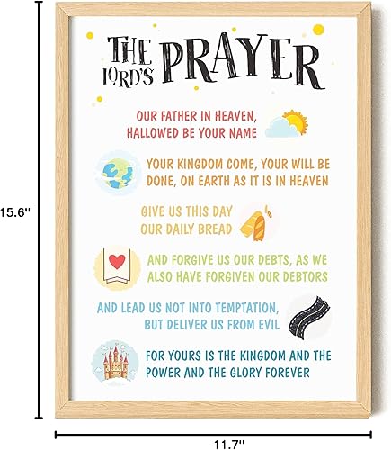 Miniatura 7 de EXCOOL CLUB Decoración de pared con texto en inglés «The Lords Praying», 12 x 16 pulgadas, impresión artística de oración de Nuestro Padre Señores,