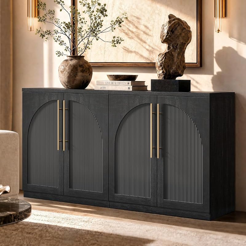 ModernMate Arched Sideboard Cabinets, Modular Buffet Table, Black