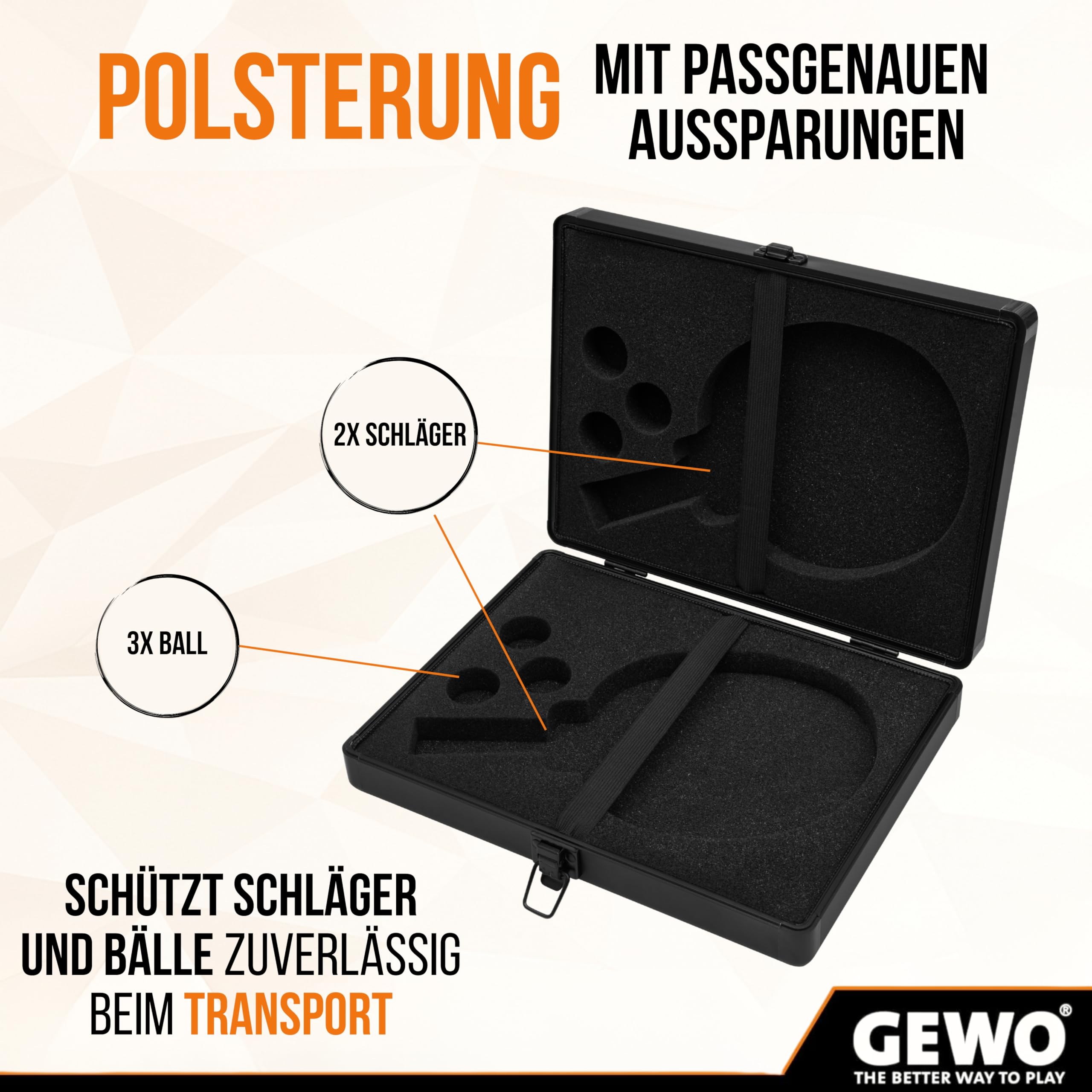 GEWO Double Mallette de Tennis de Table en Aluminium – Housse Robuste pour 2 Raquettes et 3 balles – Sac de Tennis de Table résistant aux Chocs avec Fermeture sécurisée – Idéal pour Les Tournois et