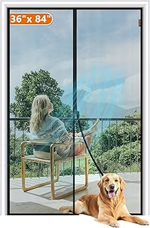 MAGZO Magnetic Screen Door Fit Door Size 36 x 84 Inch, Screen Size 38" x 85" Strong Magnets Mesh, Reinforced Fiberglass Net for Patio and Front Entrances, Gray