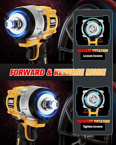 Miniatura 6 de Llave de impacto de 12 pulgada sin escobillas de 590 pies - 3300 RPM, 2 baterías de 4.0 Ah, cargador y 7 enchufes, pistola de impacto de potencia