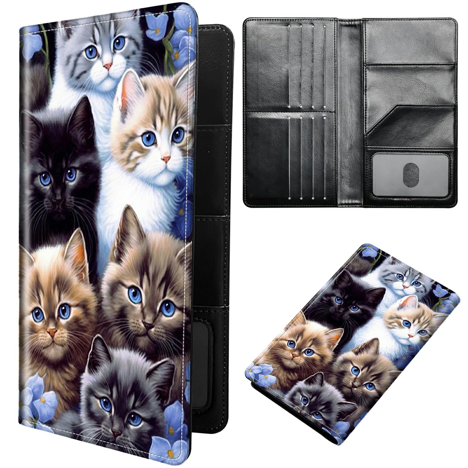 Passport Holder Cover Passport Wallet Travel Wallet Organiser with RFID Blocking Card Holder Wallet Family Holder Protection Case for Women, Men, Cute Cat-image-36