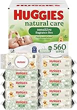 Huggies Natural Care Sensitive Baby Wipes, Unscented, Hypoallergenic, 99% Purified Water, 10 Flip-Top Packs 560 Wipes Total