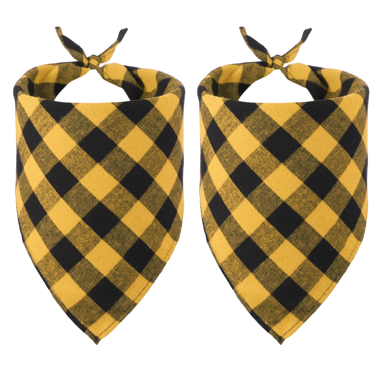 PATIKIL Dog Bandana, 70 x 48 cm Cat Scarf Buffalo Plaid Printing Triangle Handkerchief Accessories Adjustable Bibs Washable, (Yellow), Intended for Small Medium, Large Pet/Puppies