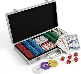 300 Piece Poker Chip Set with Aluminum Case, 11.5g Blank Chips | 2-8 players, custom stakes, Aluminum Travel Case For Texas Holdem Blackjack Gambling, card game nights