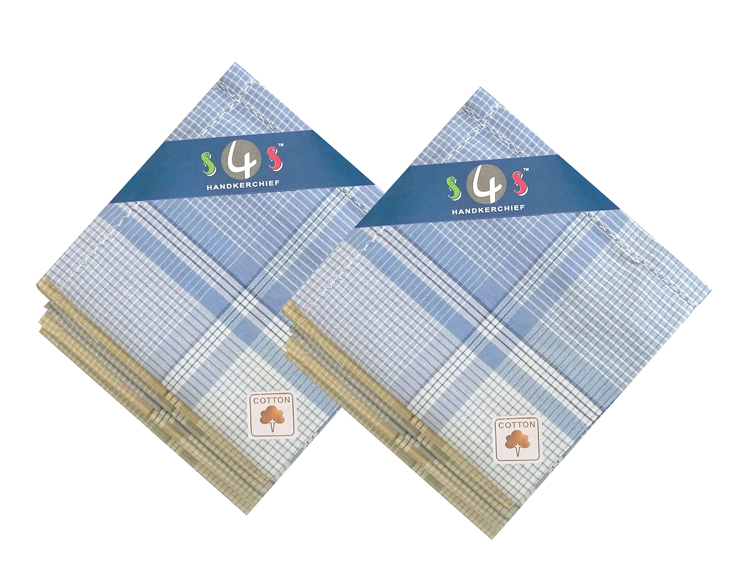 s4s Men's 100% Cotton Light Color Checks Premium Handkerchiefs (Size_48CM X 48CM)-picture-47