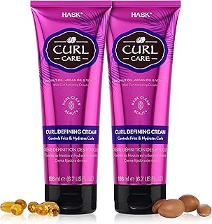 HASK Hair Cream - Curl Care Defining Cream 2 Piece Bundle, vegan, cruelty-free, color safe, free from gluten, sulfates, an...