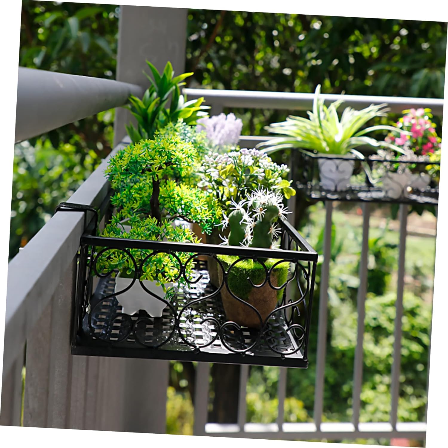 Abaodam 1Pc Hanging Flowerpot Rack Stylish Fence Holder for Vertical Gardening Easy Installation Railing for Home Bar and Office Decor