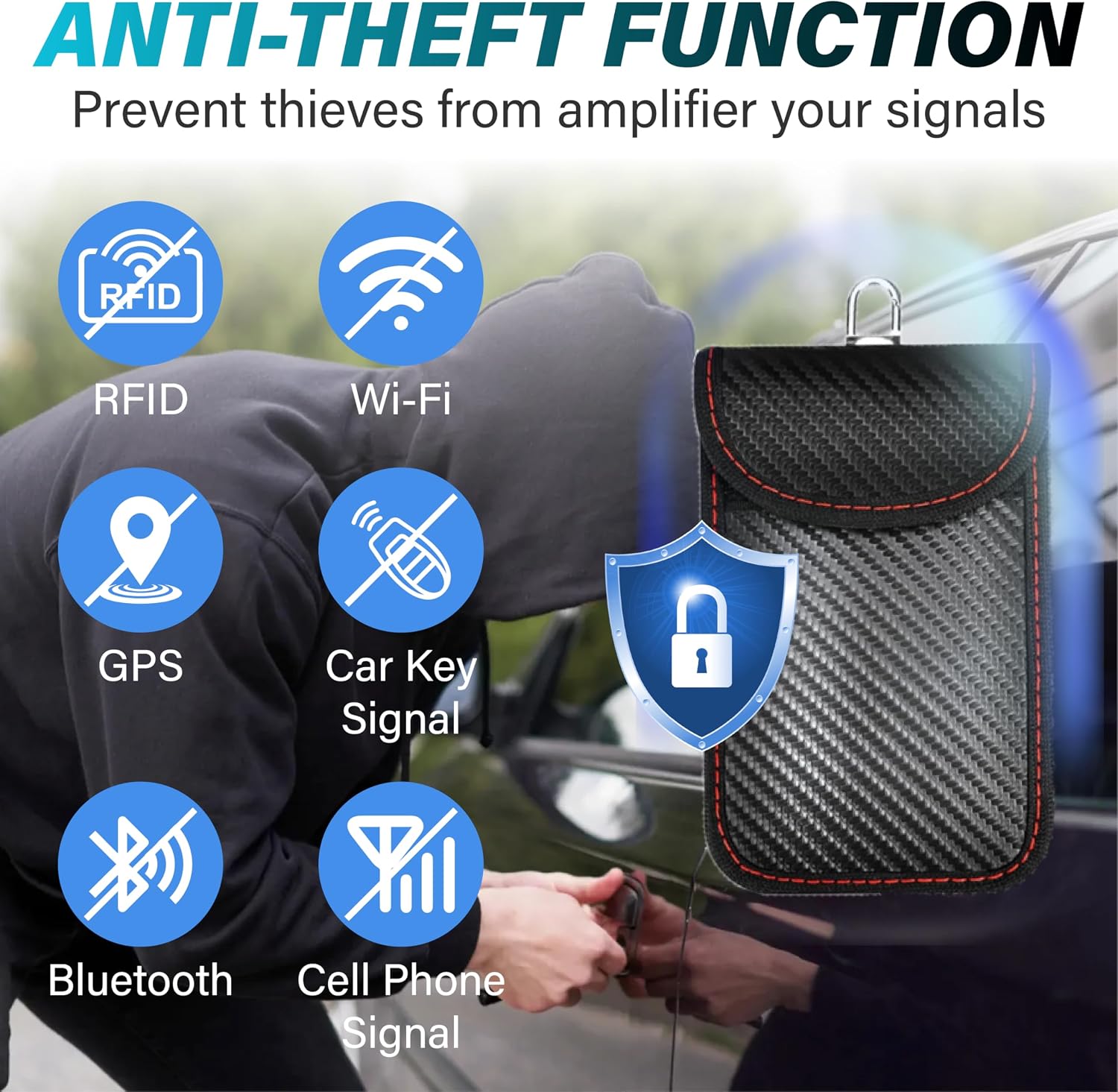 BFXM 4 Pcs Faraday Bag for Car Keys, RFID Signal Blocking Pouch, Anti-Theft Key Fob Protector, Cell Phone Signal Blocker Case, Car Key Fob Cage (Small)