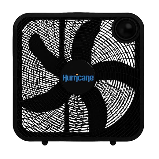 Hurricane Classic Floor Mount Box Fan w/ 3 Quiet Speeds, Black, 20" - Corded Portable Electric Air Cooling Unit w/ Powerful 2400 CFM Airflow for Home, Garage, Office, Bedroom & Basement