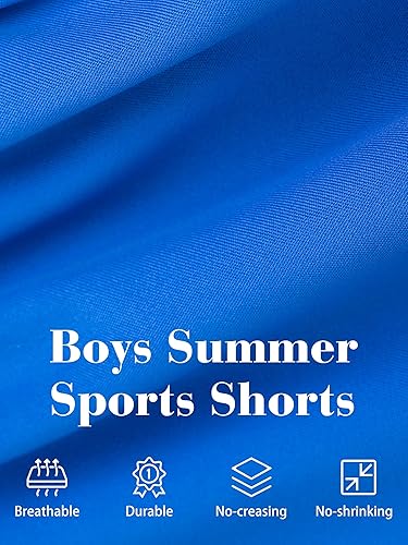 Miniatura 2 de Resinta Paquete de 4 pantalones cortos para niños pequeños, cintura elástica, pantalones cortos atléticos de baloncesto, fútbol, verano, sin