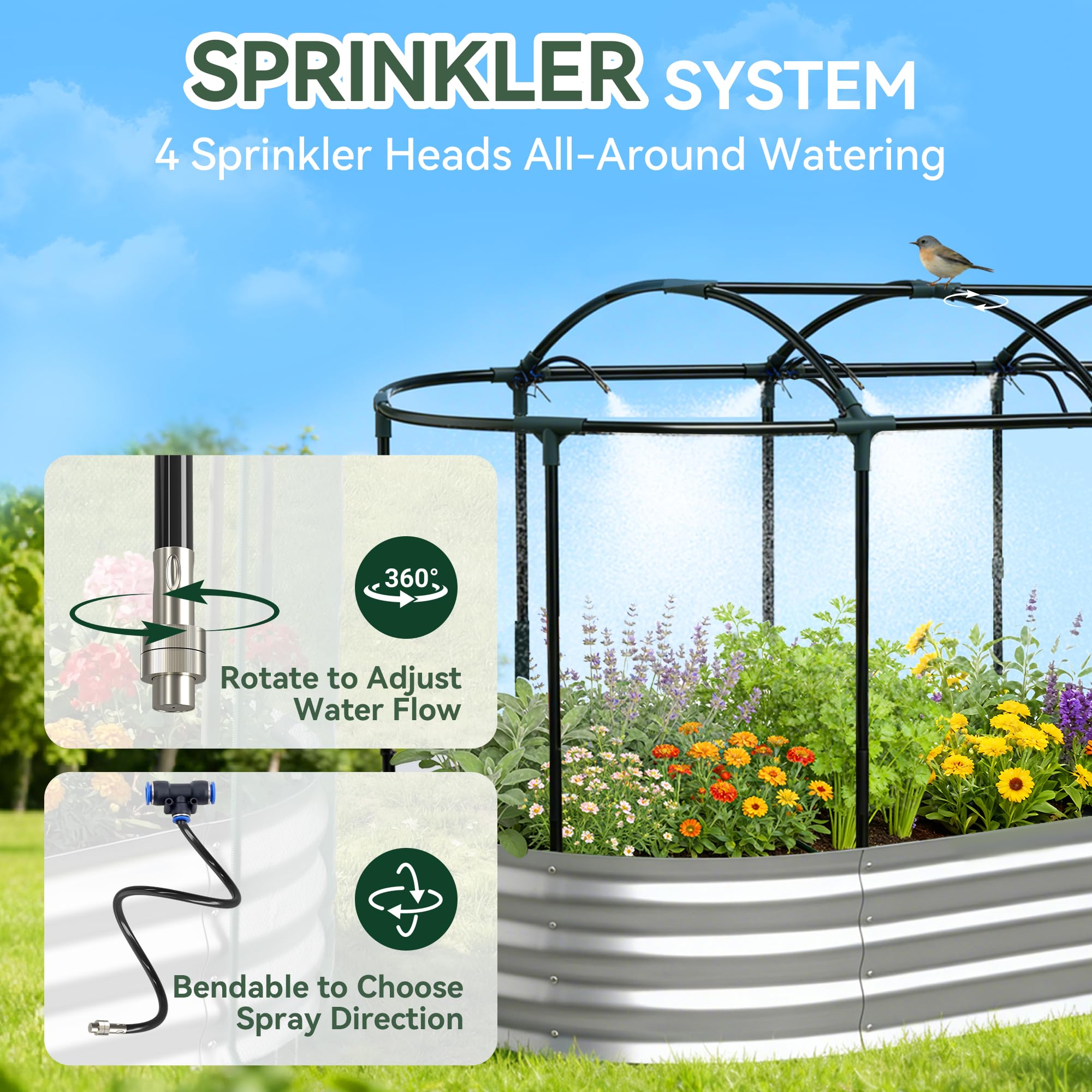 Condition photo showing New/Like New for (2) lineware raised garden bed with self-watering system, 6x3x1 ft elevated planter boxes outdoor with mesh cover, oval galvanized raised beds for gardening,vegetables,flowers, backyard, patio (bid nis per item, lot is for 2 items total.)