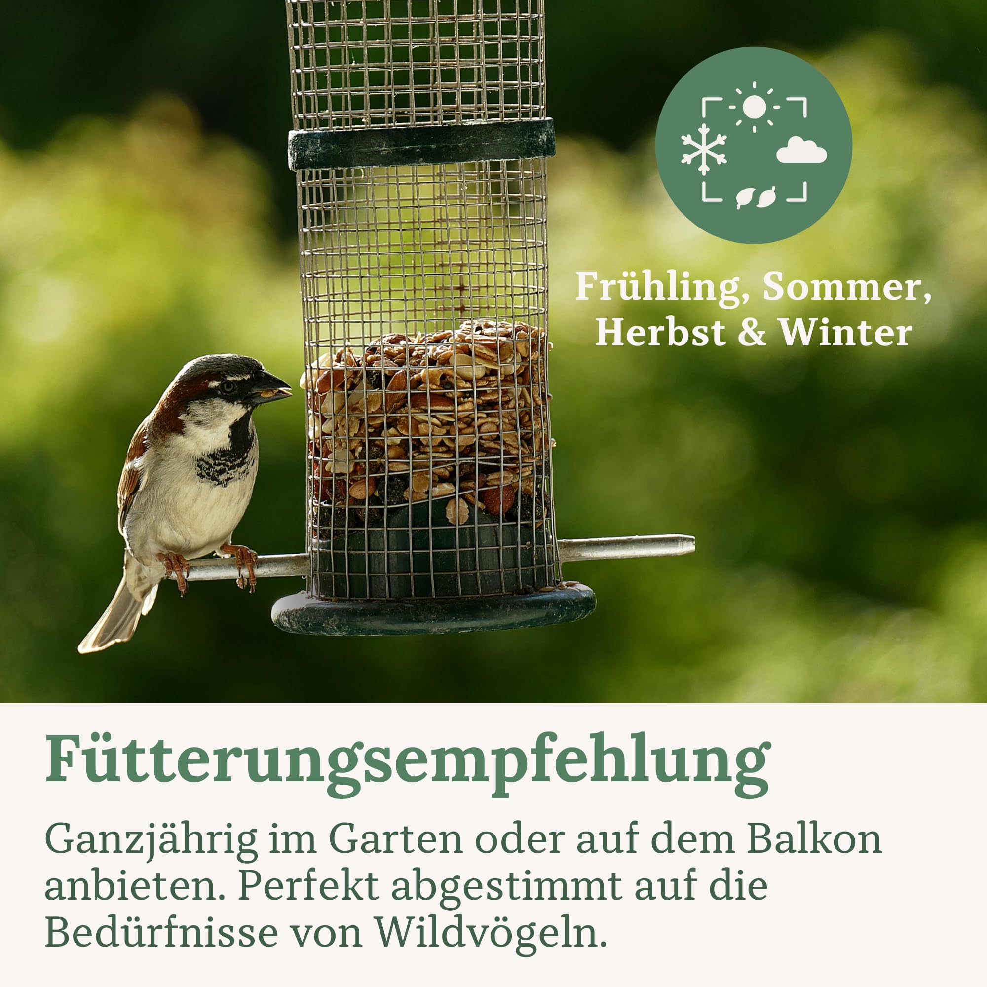 Orni Wildvogelfutter schalenlos Premium Streufutter 20kg | | Vogelfutter ohne Schalen für saubere Balkone & Gärten, kein Abfall | Ganzjahresfutter für Amseln