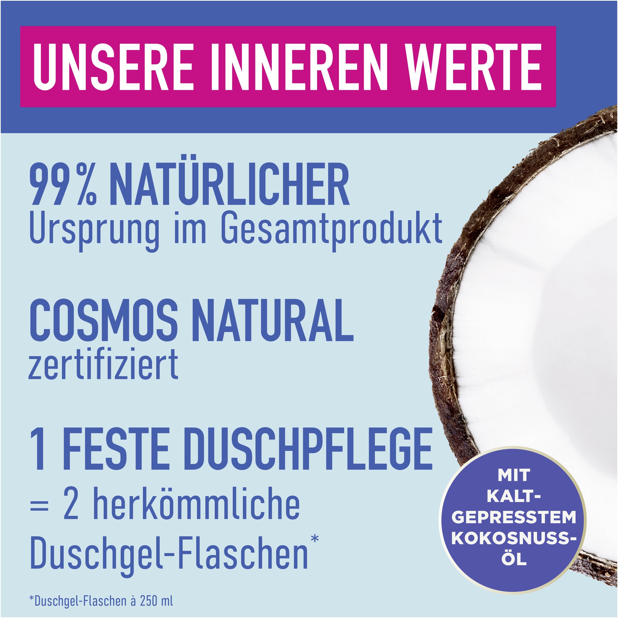NATURE BOX feste Duschpflege 2in1 Massage + Peeling Mit Kokosnuss-Duft, 6er Pack (6x 90 g)