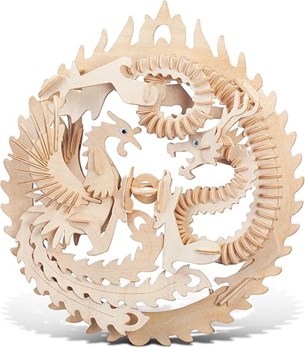 Rompecabezas 3D Puzzle Lucky Dragon Phoenix Wood Craft Kit de construcción de maquetas juguete de madera educativo DIY ensamblar modelo sin Rompecabezas 3D Puzzle Lucky Dragon Phoenix Wood Craft Kit de construcción de maquetas juguete de madera educativo DIY ensamblar modelo sin