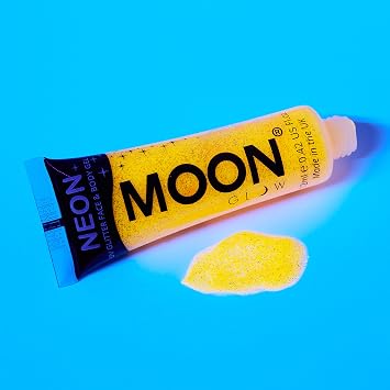 Moon Glow - Blacklight UV Glitter Face & Body Gel - 0.42oz Set of 6 - Blacklight Face Paint - glows brightly under Blacklight