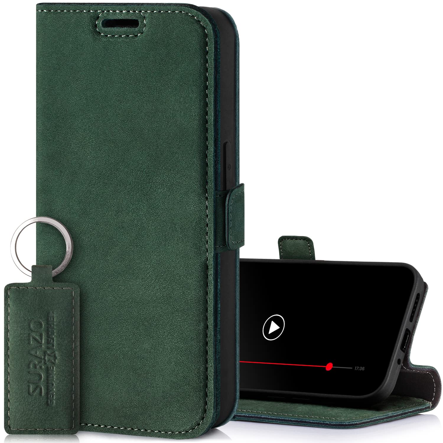 Protection RFID pour Galaxy M54, étui cuir vert anti-rayures mince - 8