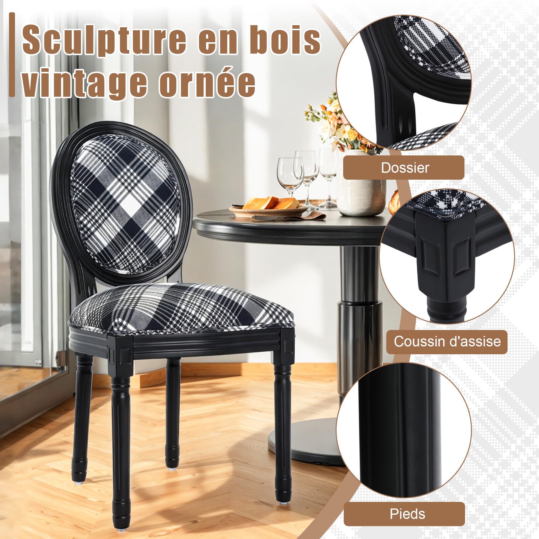 Lot De 2 Chaises De Salle à Manger Chaise De Cuisine Rembourrée Chaise