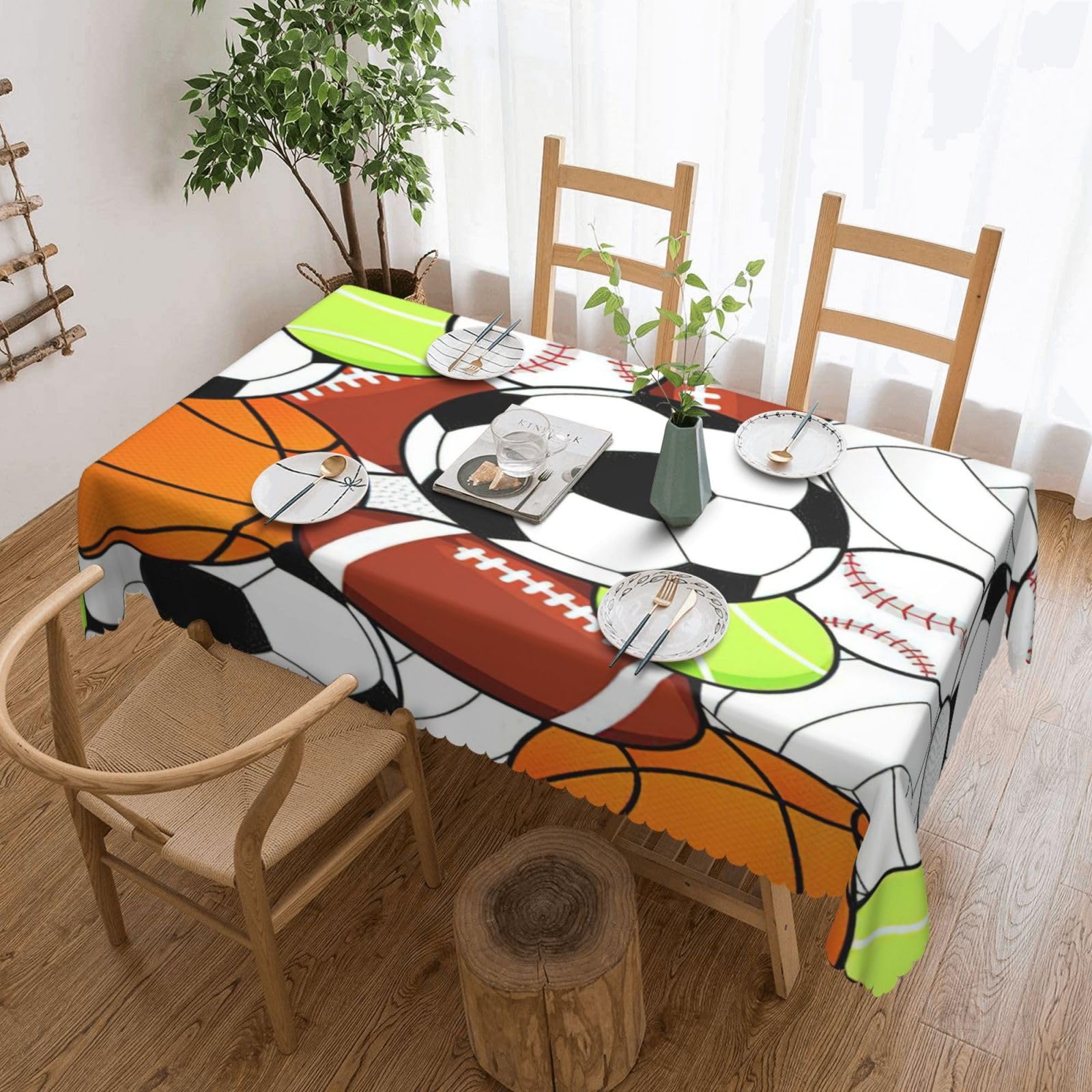 Nappe de table rectangulaire décorative imprimé ballon pour fêtes et salle à manger