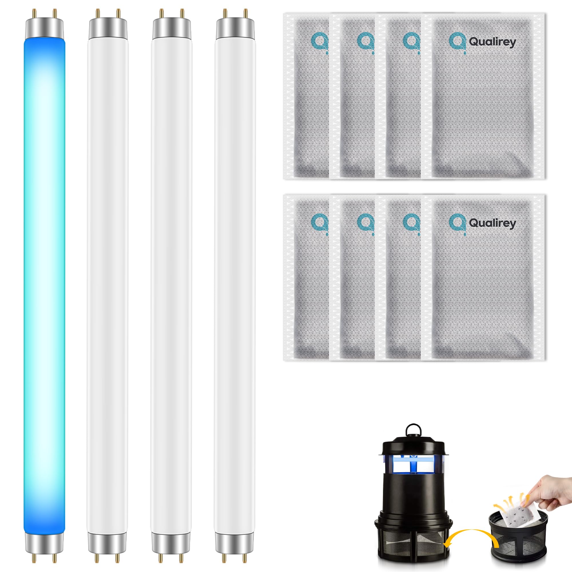 Qualirey 32050 Lampadina di ricambio per kit di attrattori per zanzare, compatibile con DynaTrap DT2000XL/XLP DT3012, tubo fluorescente UV T5 da 6 W, trappola per esche antizanzare, alta velocità di