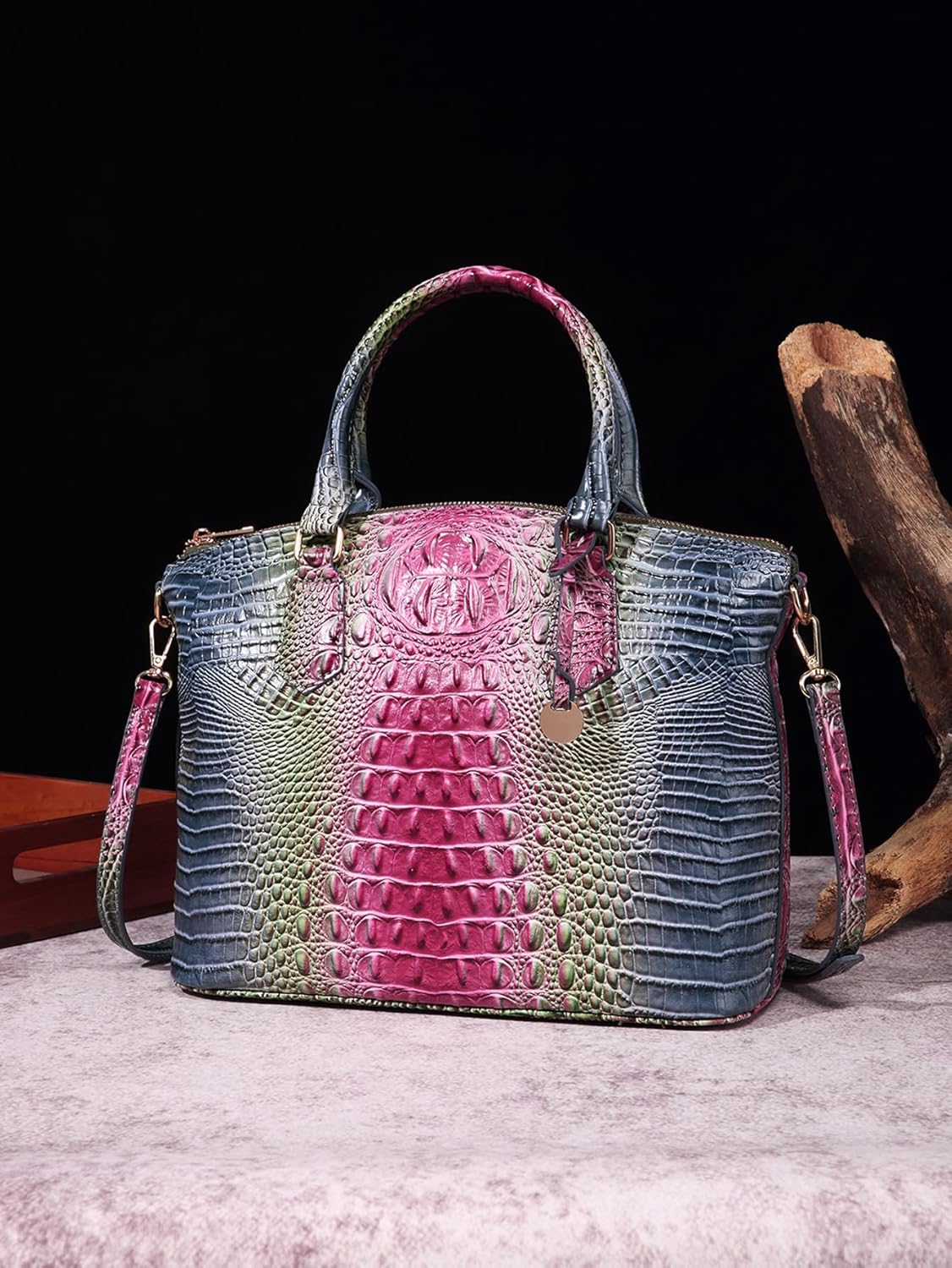 Women Purse Satchel Bag Long Crossbody Classy Tote Bag Top Handle Vegan Leather Ladies Handbags Embossed Pattern - Image 8