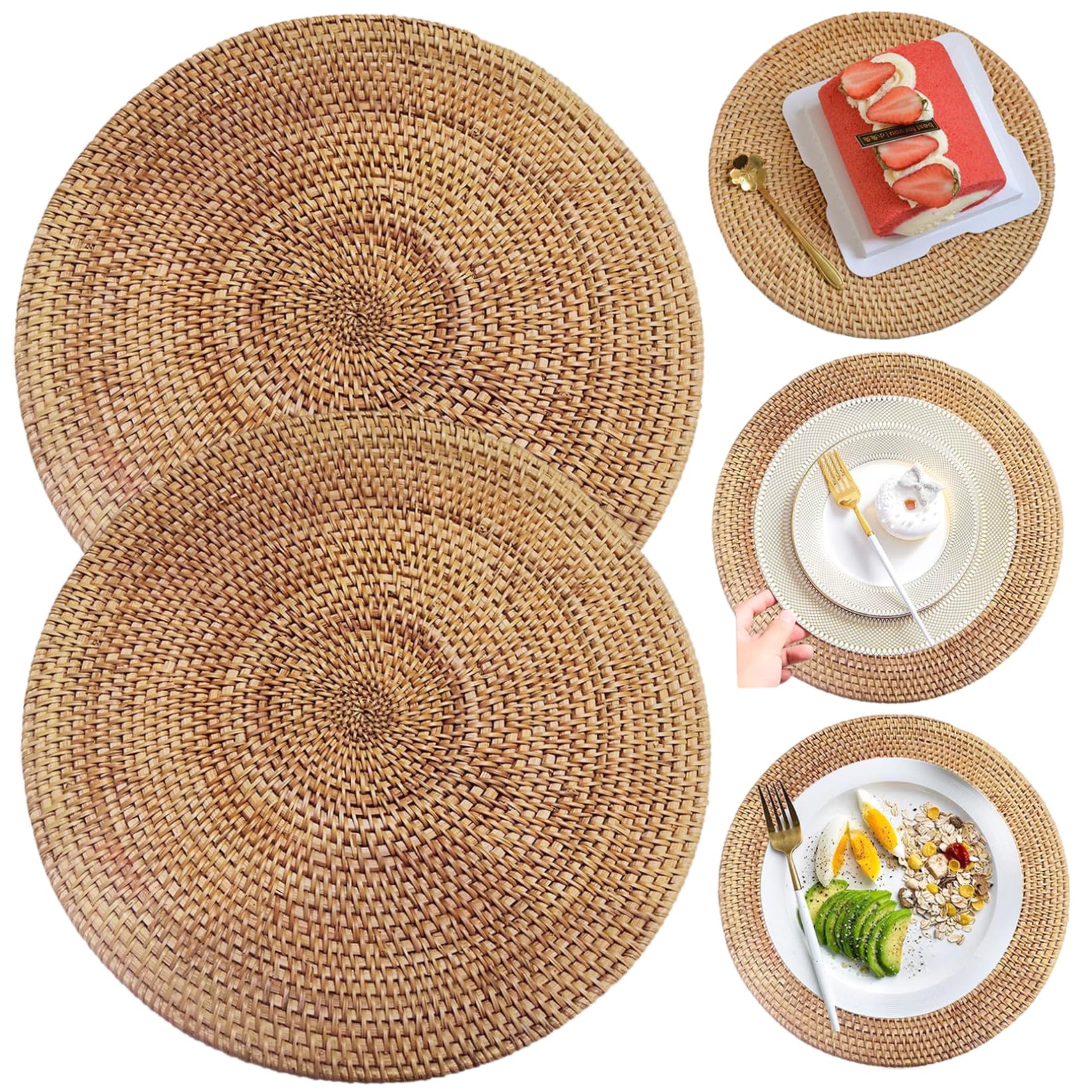 Set de table bohème rond anti-brûlure en rotin naturel pour protéger vos meubles
