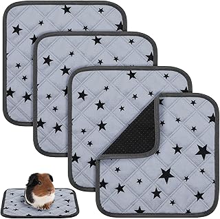 4 Stück Meerschweinchen Käfig Einlagen Fleece Meerschweinchen Einstreu Saugfähig Meerschweinchen PIPI Pads Wiederverwendbar rutschfeste Meerschweinchen Matte mit Stern Muster (30 x 30 cm) product image