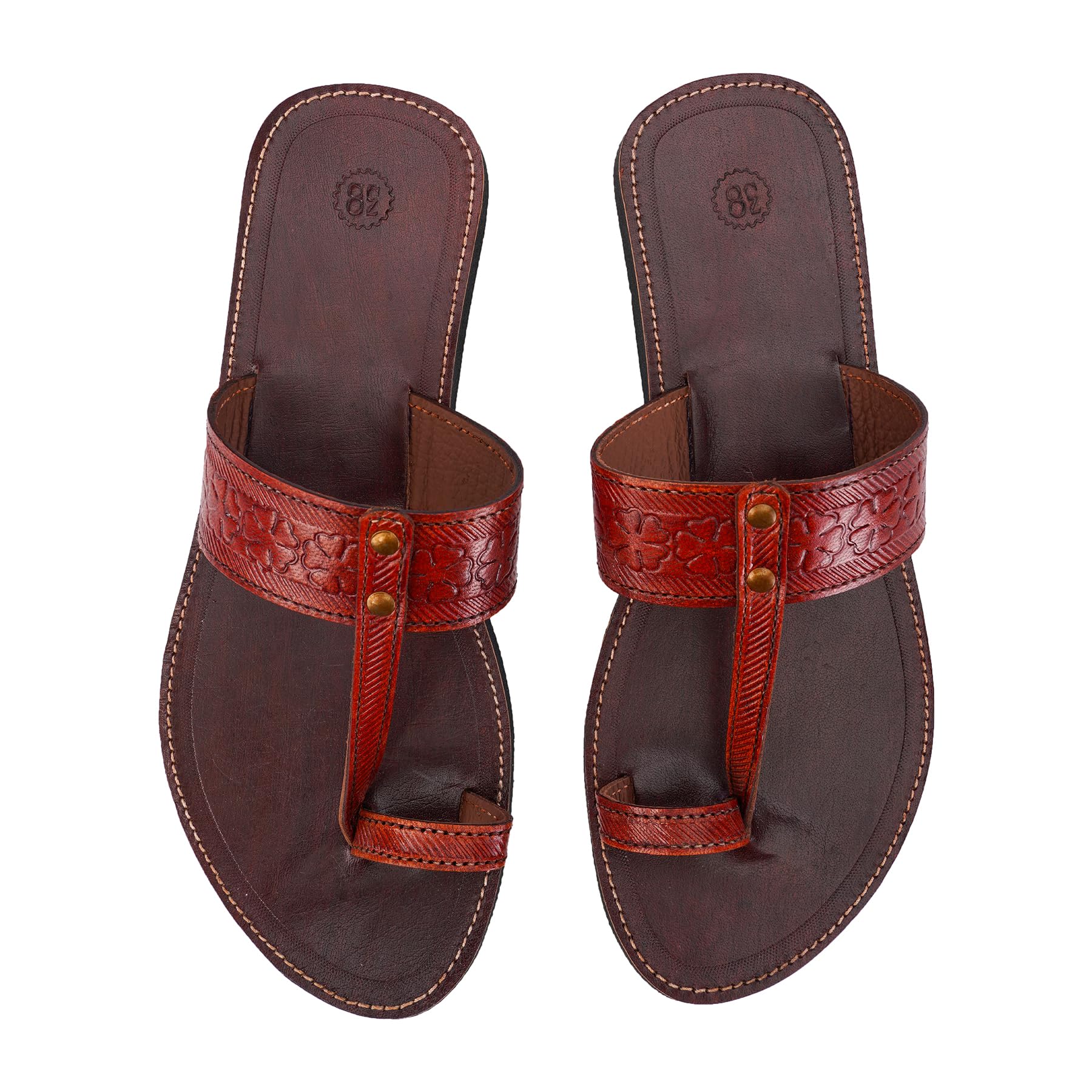 Women’S Genuine Leather Flats Sandals – Handcrafted Slip-On Ethnic Kolhapuri Style Flats |KOLHAPURI-image-43