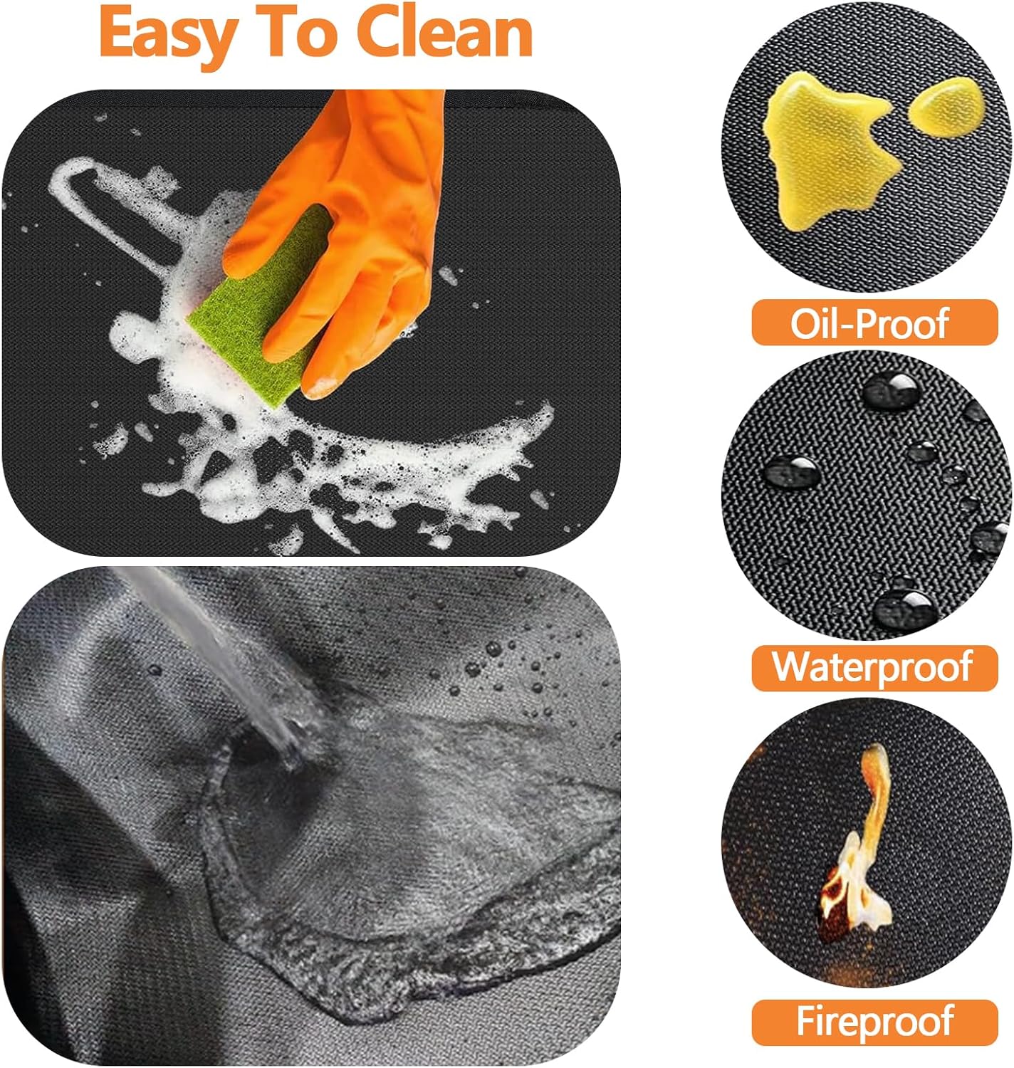 76x48in Under Grill Mats for Outdoor Grill,Waterproof,Oilproof and Fireproof Fire Pit Mat,BBQ Matt for Under Grill,Indoor Fireplace Mat，BBQ Protector for Decks and Patios