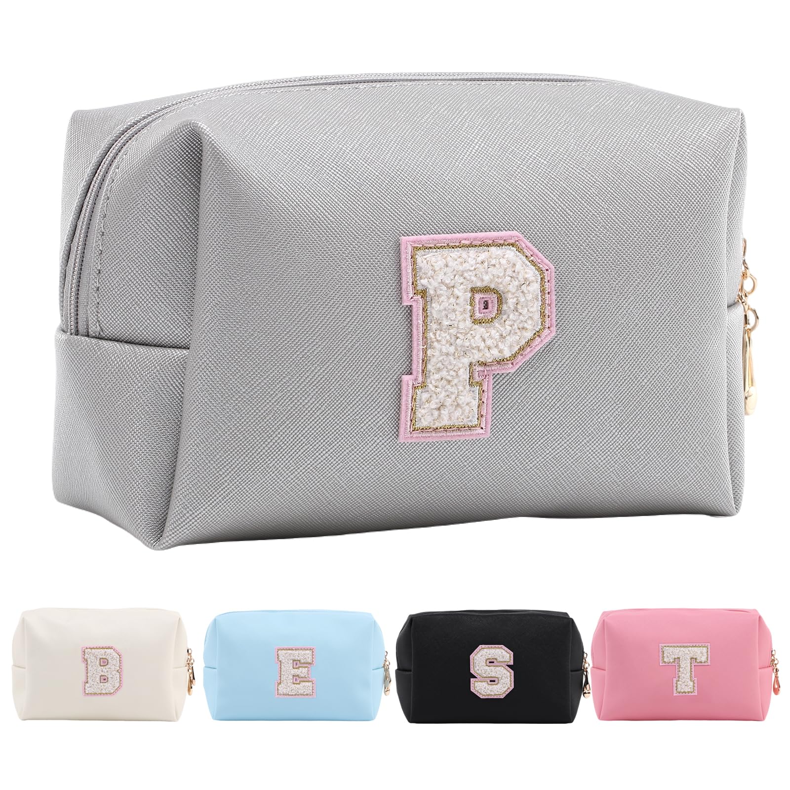 Personalized Makeup Bag,Waterproof Travel Makeup Pouch Cosmetic Bag Birthday Gift for Women Mom，Bride Bridesmaid Cosmetic Bag A-Z — view 102