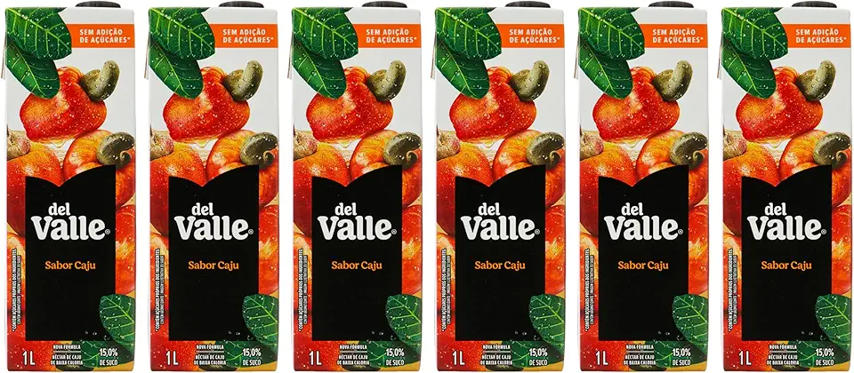 Pack de Suco Del Vale Mais Néctar De Caju 1 L 6 unidades