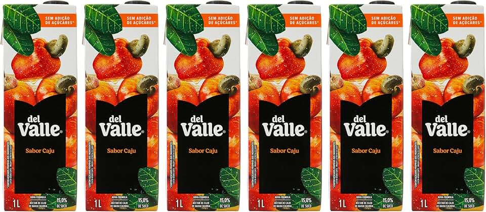 Pack de Suco Del Vale Mais Néctar De Caju 1 L 6 unidades
