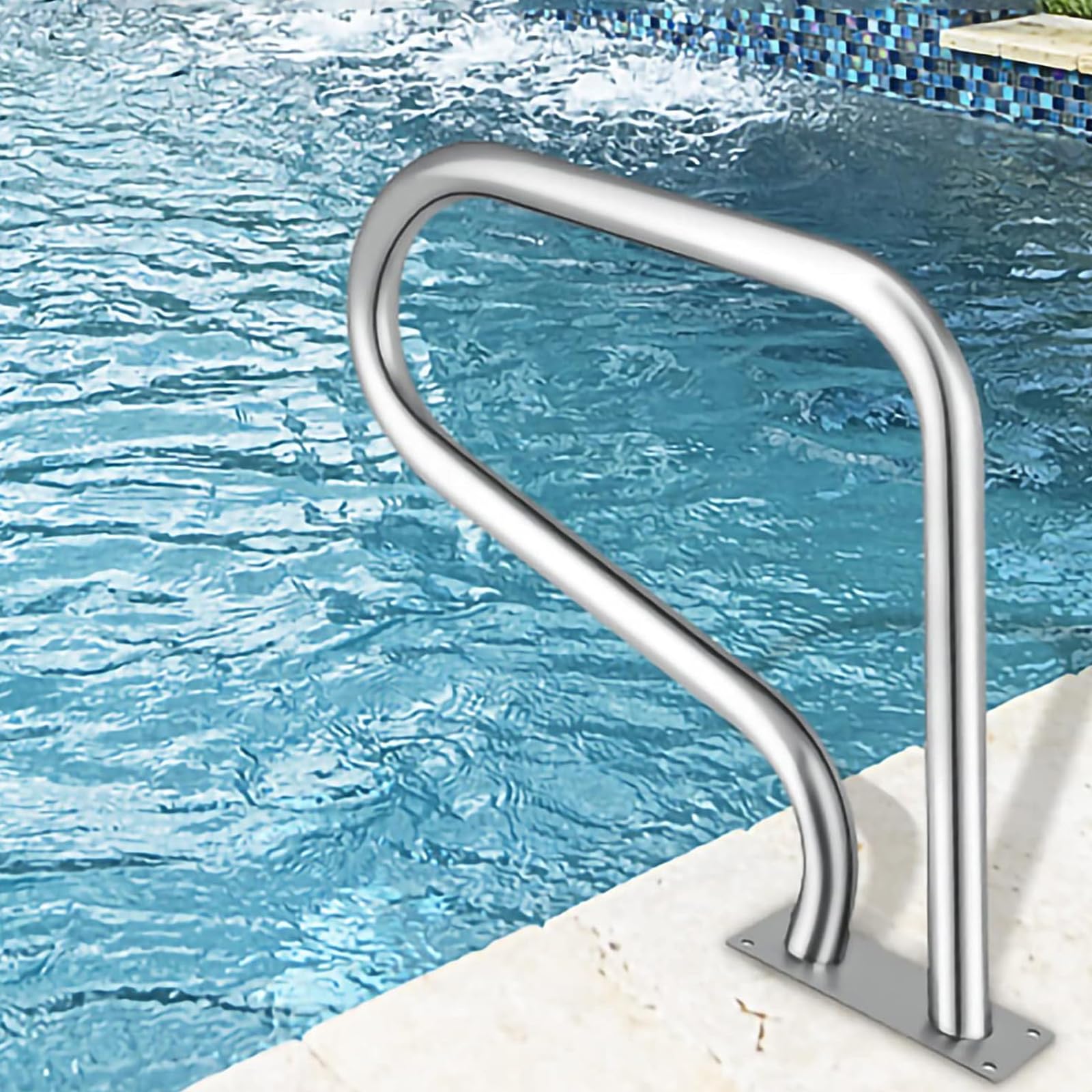 WMYWBYT Swimming Pool Stair Rail, Pool Safety Handrails for Inground Pool 304 Stainless Steel Pool Handrail Pool Rail Anti-Slip Safety Grip
