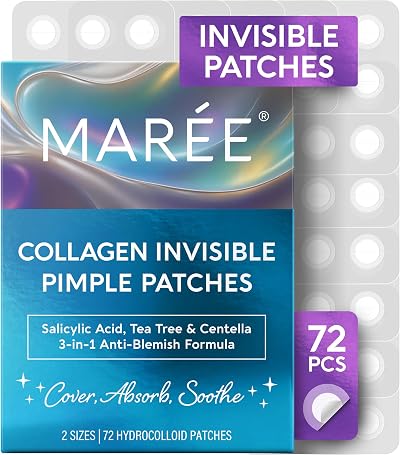 MAREE Invisible Pimple Patches - Clear Pimple Patches for Face - Hydrocolloid Acne Patches Anti Blemish - Zit Stickers for Face - Parches Para Acne - Pinple Zit Patches Pimple Stickers - 72 Dots
