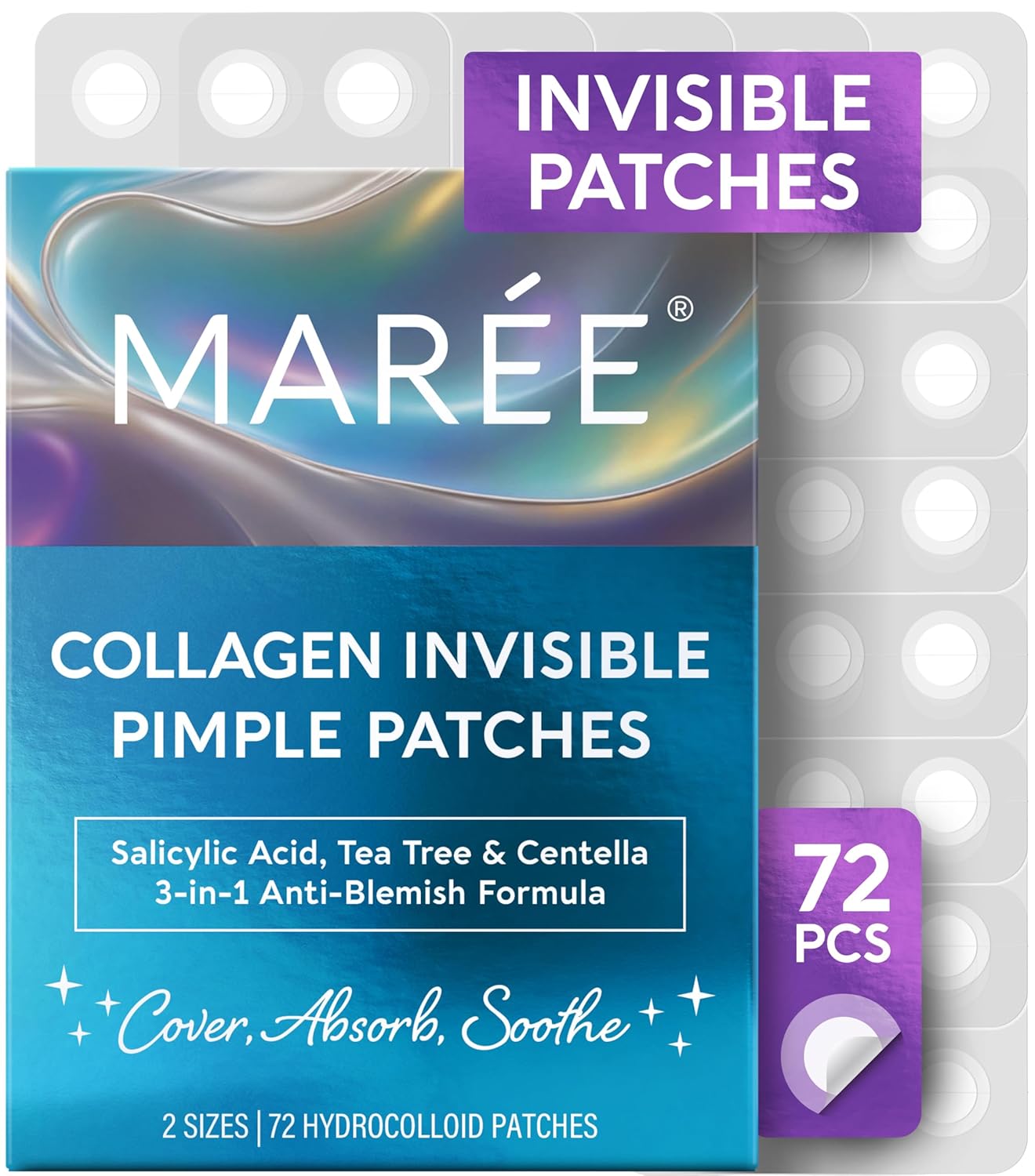 MAREE Invisible Pimple Patches – Clear Pimple Patches for Face – Hydrocolloid Acne Patches Anti Blemish – Zit Stickers for Face – Parches Para Acne – Pinple Zit Patches Pimple Stickers – 72 Dots