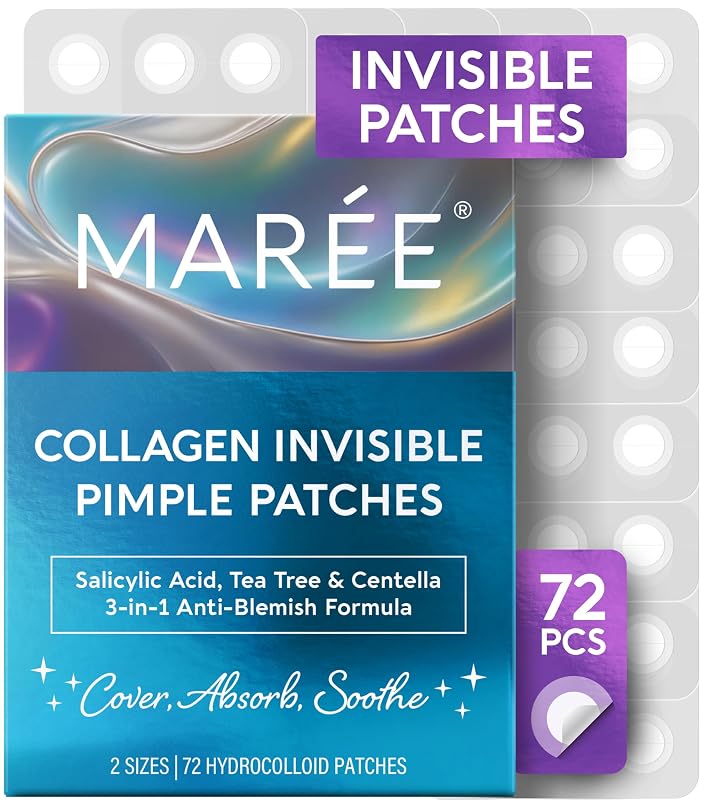 MAREE Adesivos hidrocoloides transparentes para o rosto, 2 tamanhos