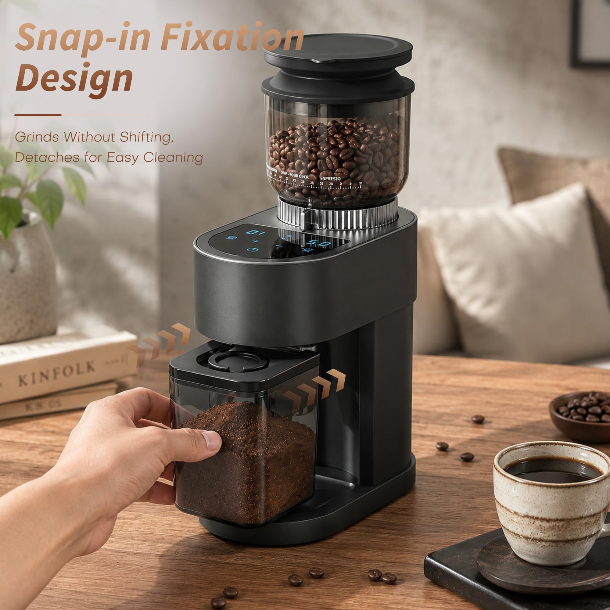 Bostar Molinillo de Café Eléctrico con 60 Niveles de Molienda, Pantalla Táctil LED Molinillo de Café para Espresso Café Filtrado Prensa Francesa, 1-12 Tazas| 1-20s Ajustable