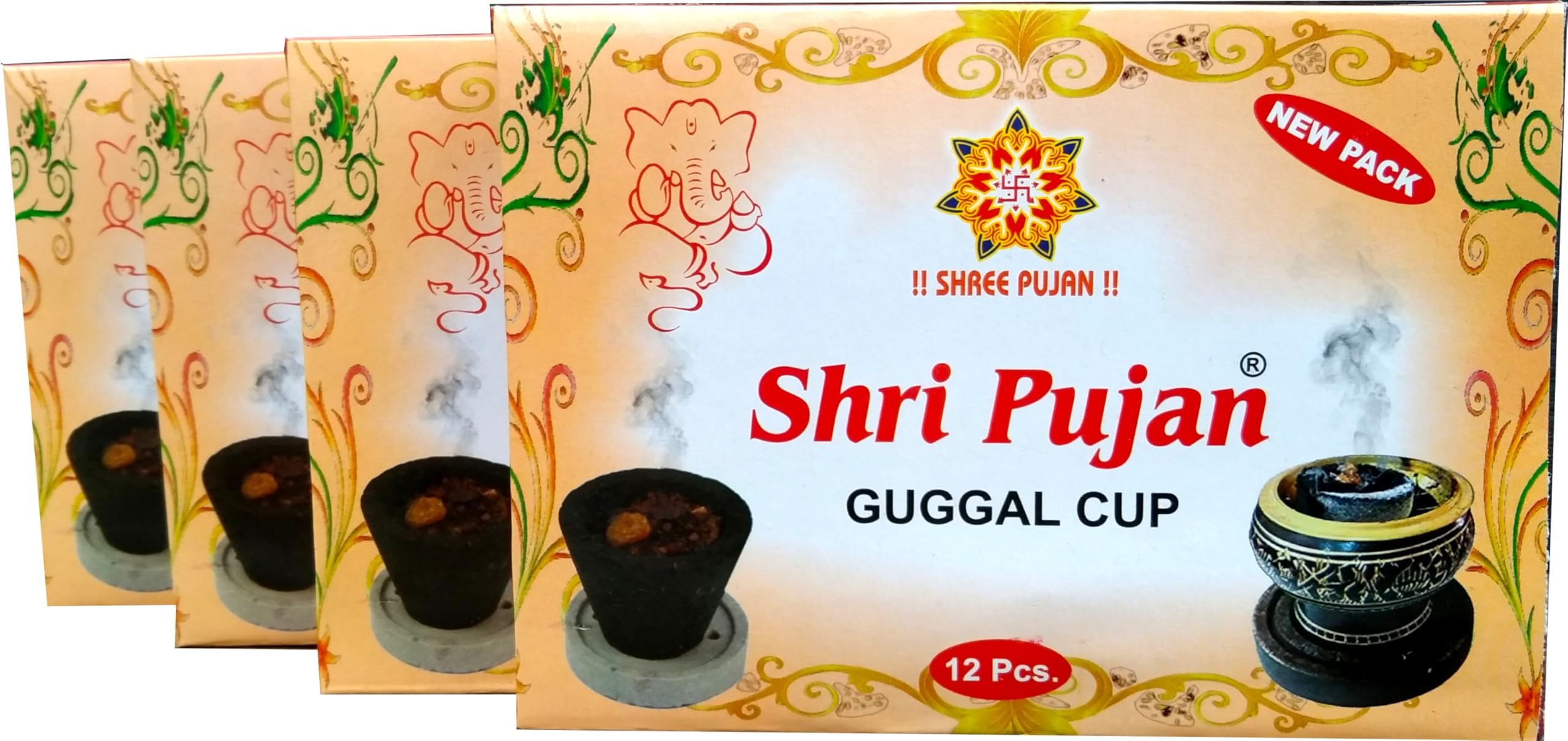 Shree Pujan 48 Guggal Dhoop Cups (4 Packs of 12 Cups) Pure Sambrani Dhoop Cups for Pooja & Festivals | Easy-to-Use Cups with 4 Burner Plates – Havan Cups for Pooja, Home & Festivals-image-22