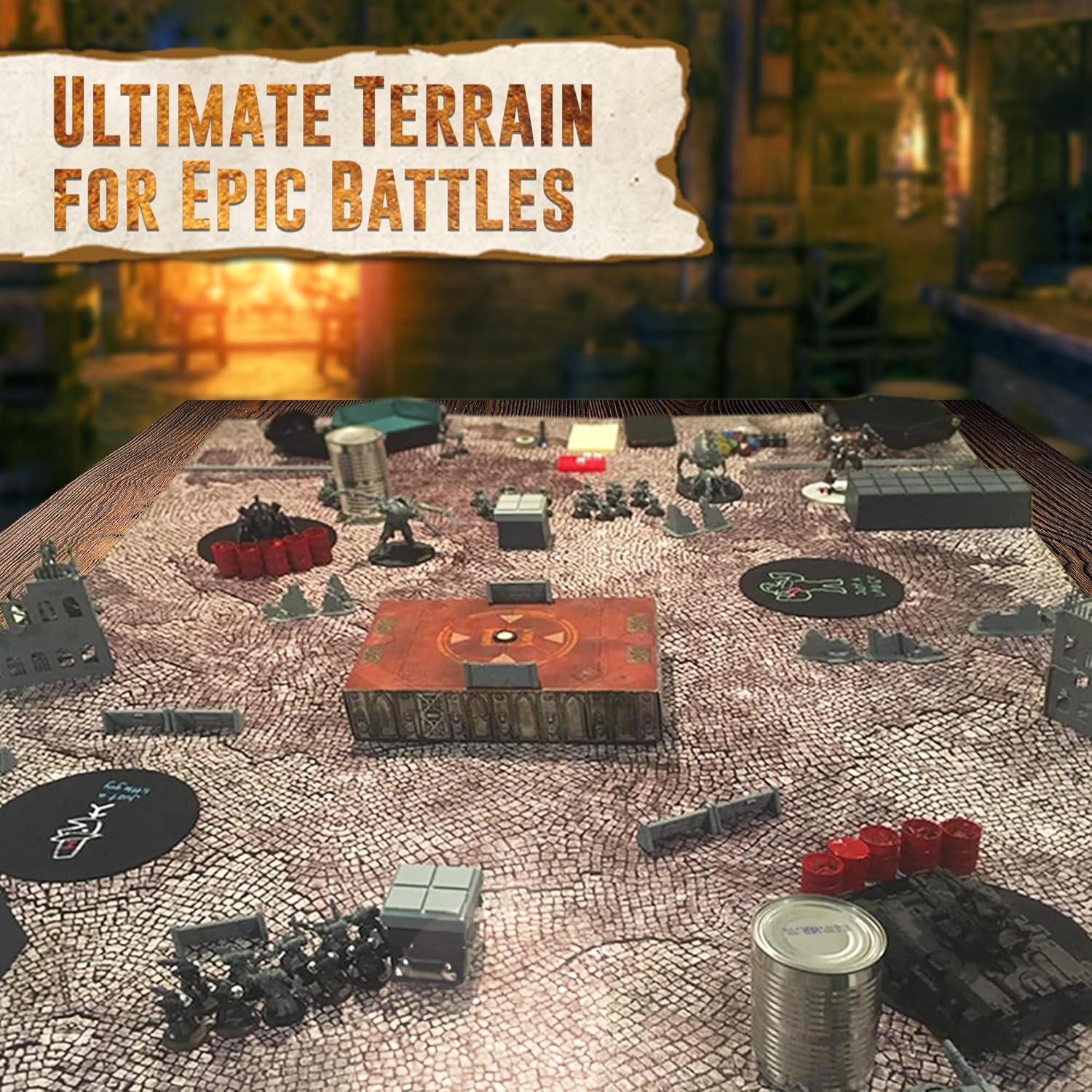 Melee Mats 44"x60" Vinyl Battle Mat for Warhammer 40k Terrain & DND Tabletop Gaming - Detailed Battle Map - Complete DND Starter Set for TTRPG Wargaming Table- Age of Sigmar - Dungeon and Dragons