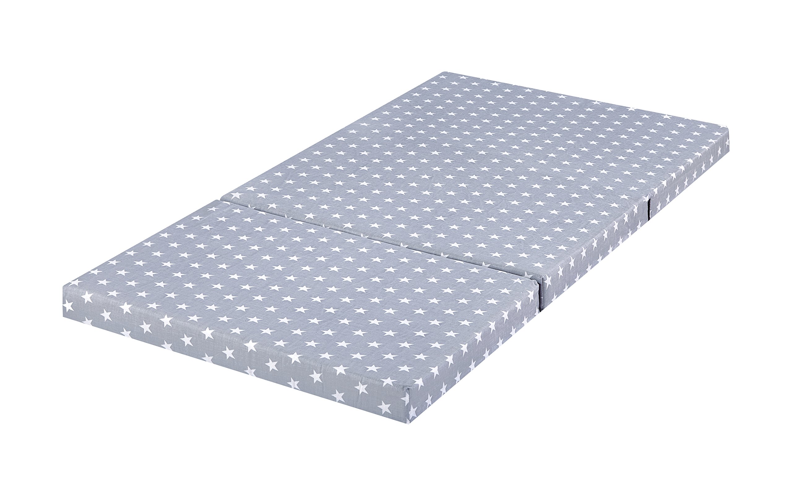 Bambini klappbare Reisebettmatratze Reisematratze 120x60 cm Sterne grau | 086604