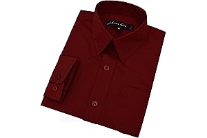 Burgundy Toddler Boy's Long Sleeves Solid Dress Shirt