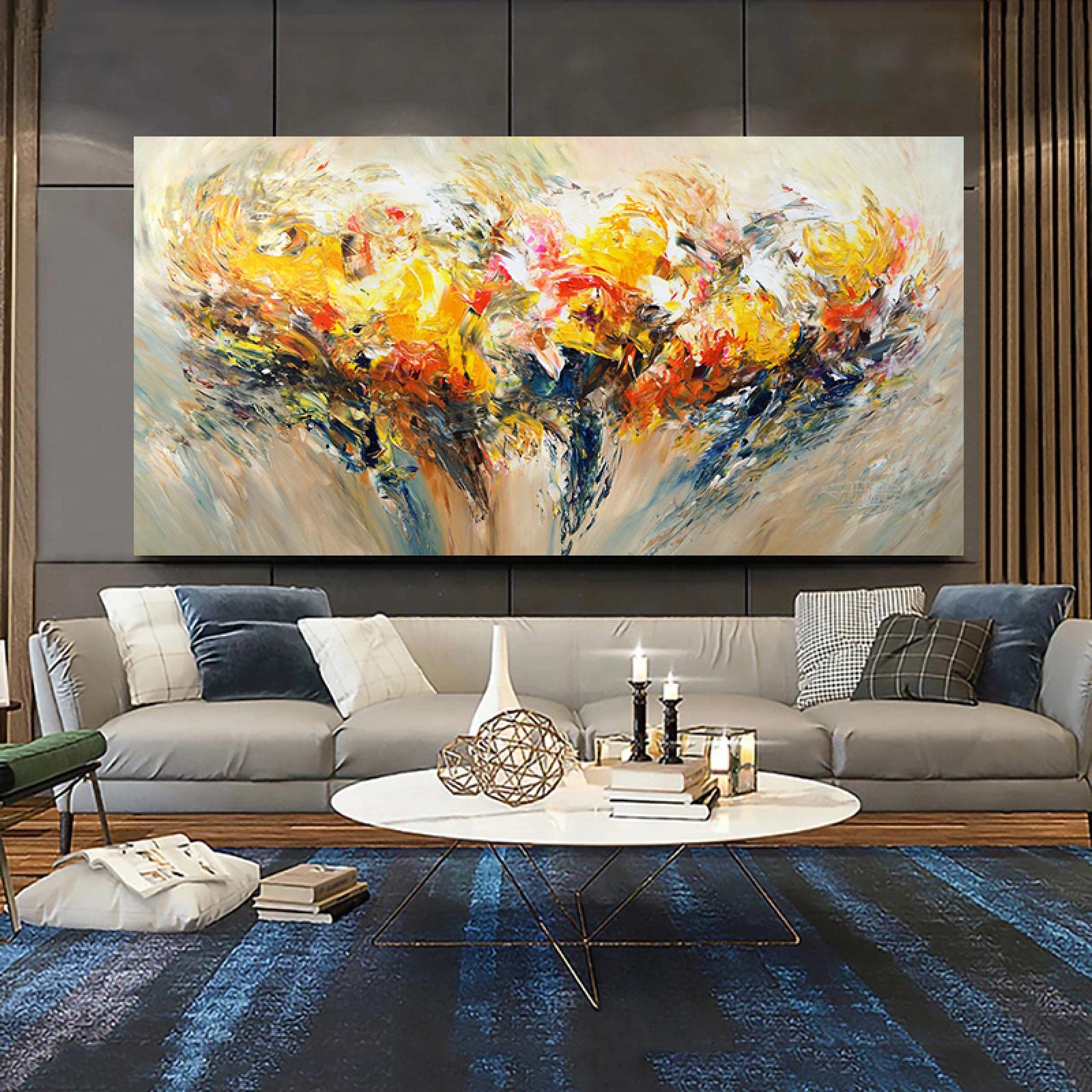 Abstrakte Gemälde Leinwand Abstrakte Leinwand-Wandkunst 76x51cm - Modernes  Gemälde Für Wohnzimmer \u0026 Büro Handgemalte Leinwand Druck, image size:1600x1600