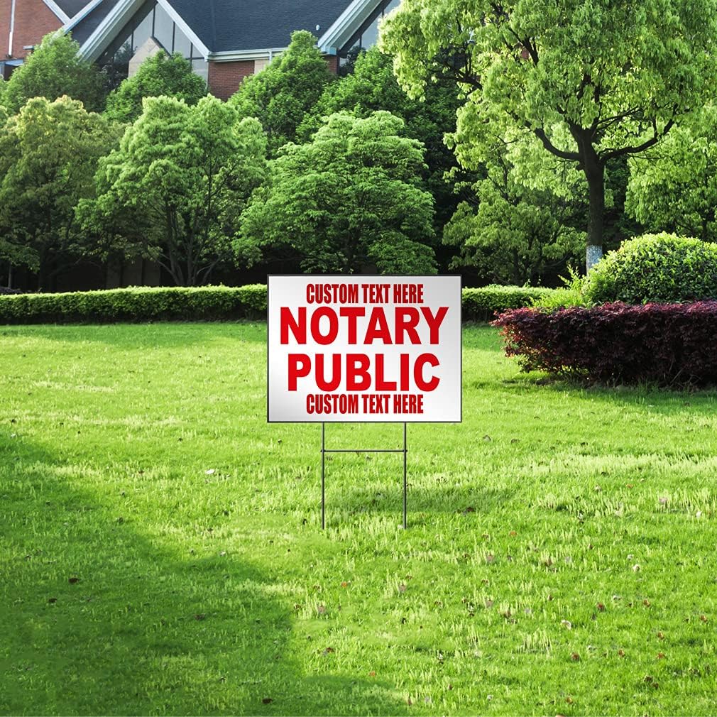 Fastasticdeals Custom Weatherproof Yard Sign Notary Online Public Red Z1 Lawn Garden 18x12 Inches 1 Side Print Personalized Text Here
