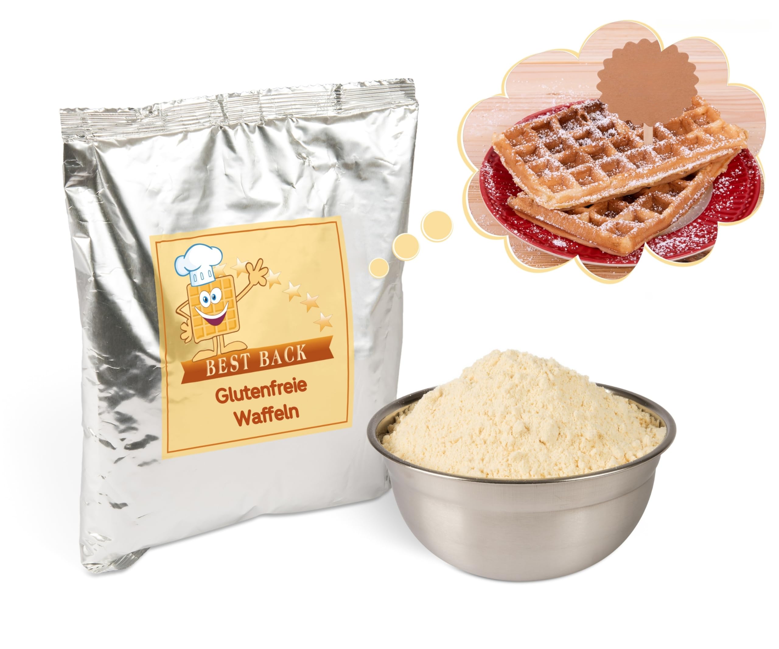 BEST BACK glutenfreier Waffelteig Backmischung 5 kg, 5er Pack (1 kg)