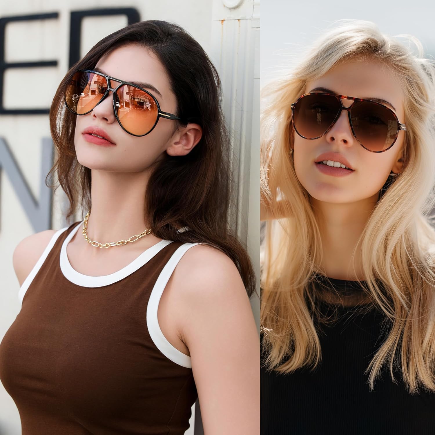 FEISEDY Retro Oversized Sunglasses for Women Men Classic 70s Trendy Sun Glasses Vintage Shades B0289 - Image 2