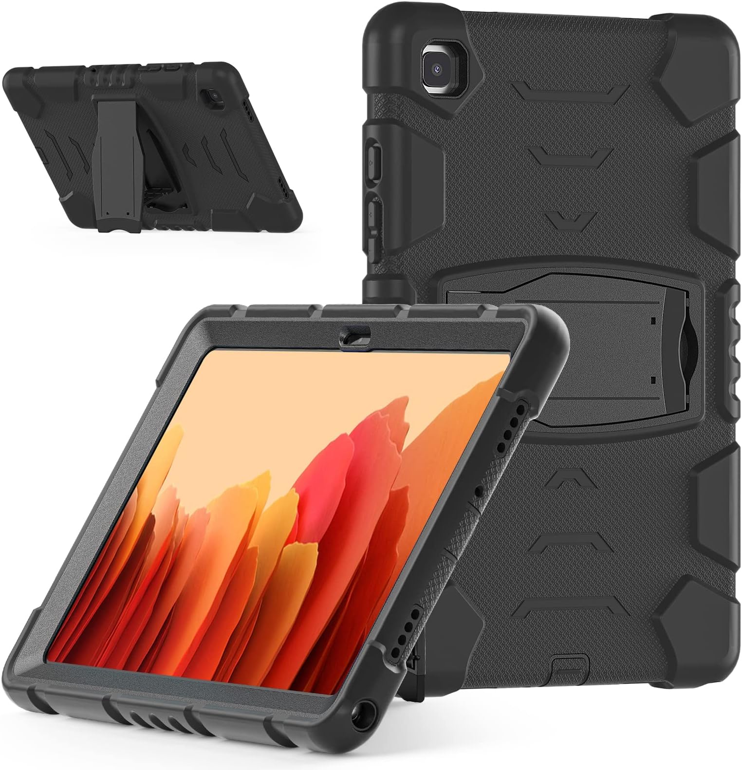 Gerutek Galaxy Tab A7 10.4" Case 2020, 3-Layer Structure Heavy Duty Shockproof Rugged Protective Samsung A7 Tablet Case with Built-in Stand (Model: -T500/T505/T507), Black