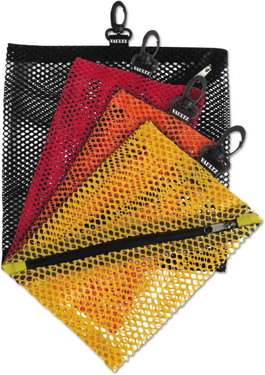 Vaultz Mesh Zipper Pouch Set - Pack of 4 - Mesh Pouch Zipper Bags for Organizing, Storage, Travel, School, Cosmetics - Small, Medium & Large Assorted Bag Sizes - Boys Asst Colors