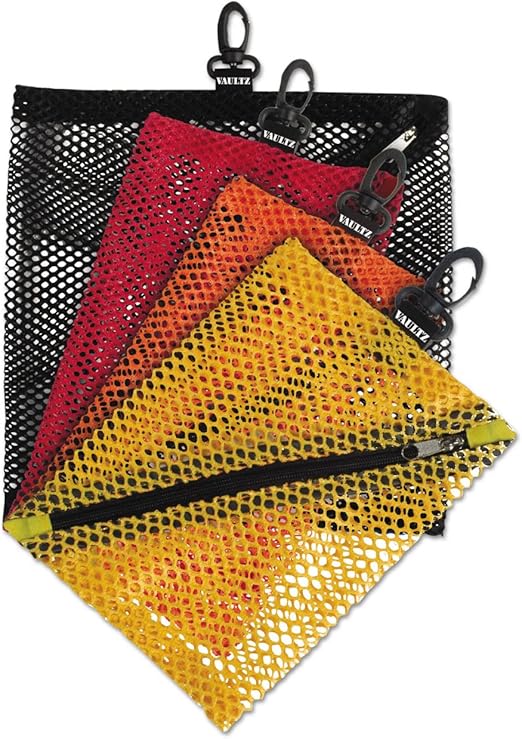 Vaultz Mesh Zipper Pouch Set - Pack of 4 - Mesh Pouch Zipper Bags for Organizing, Storage, Travel, School, Cosmetics - Small, Medium & Large Assorted Bag Sizes - Boys Asst Colors