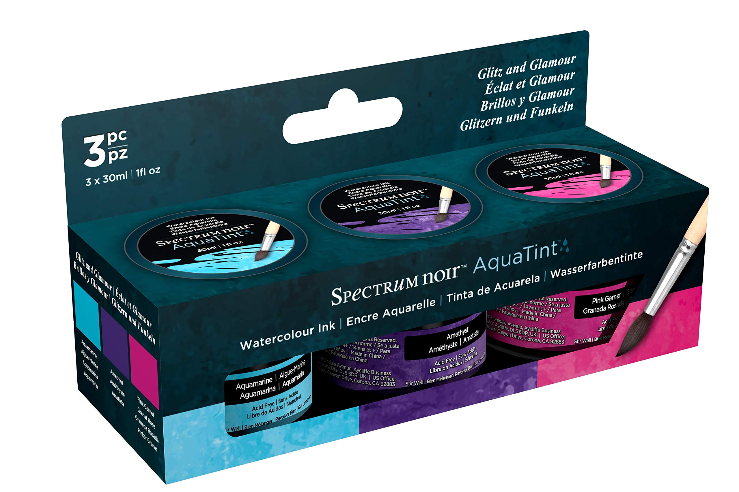 Crafter's Companion Glitz And Glamour Spectrum Noir - Aquatint - Liquid Ink 30Ml - 3Pk
