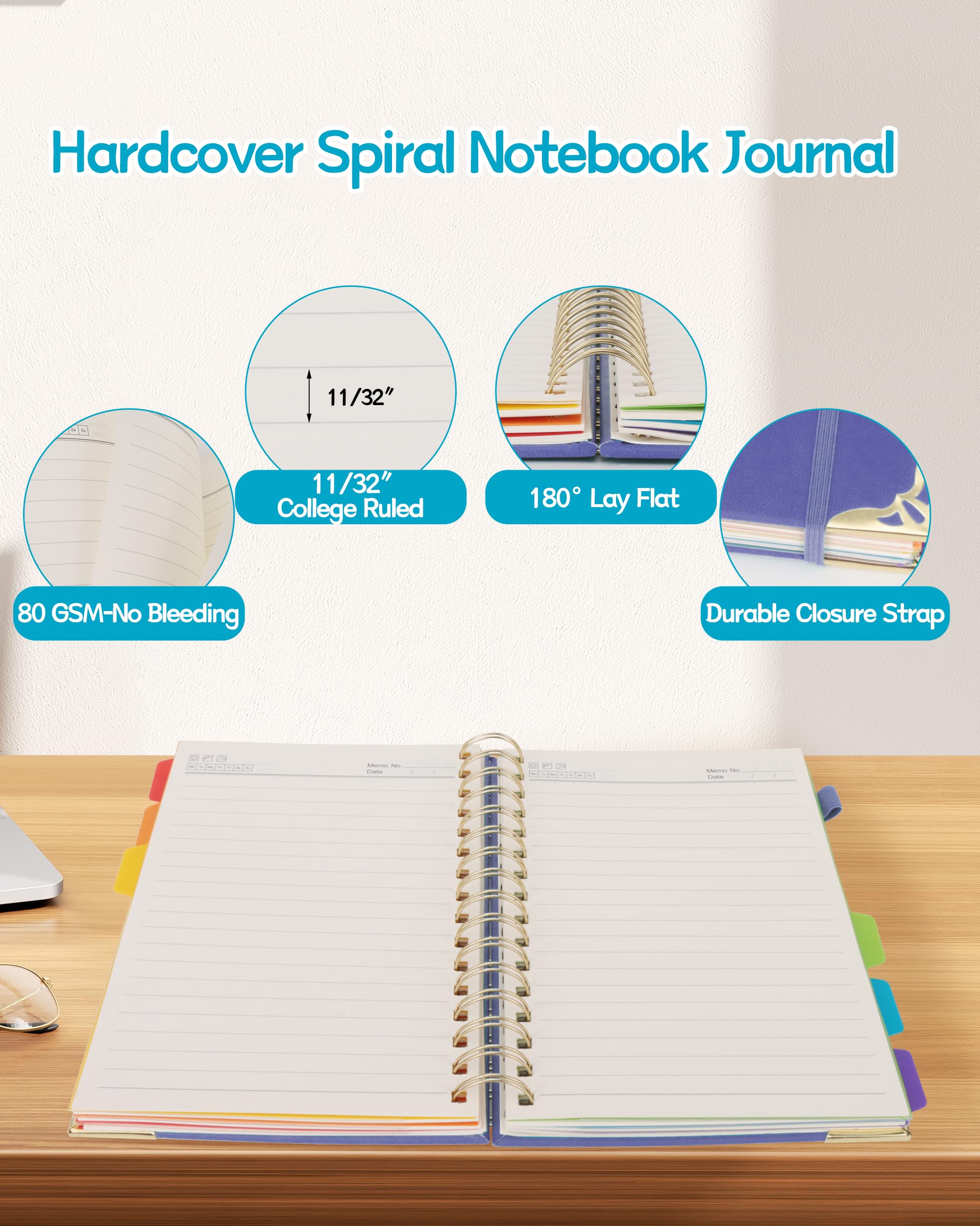 Taccuino a spirale con copertina rigida, 6 soggetti a righe e 200 pagine, formato A5, per lavoro con schede, regali cristiani, forniture scolastiche e per ufficio